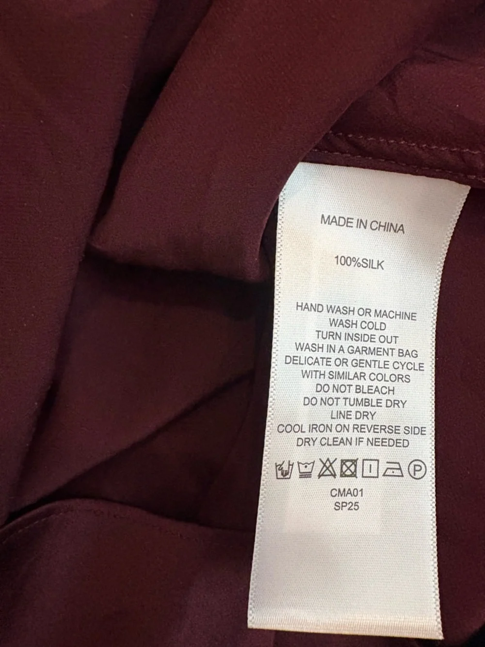 Quince 100% Washable Silk Long Sleeve Mini Dress Wine Red Size S - Picture 5 of 5